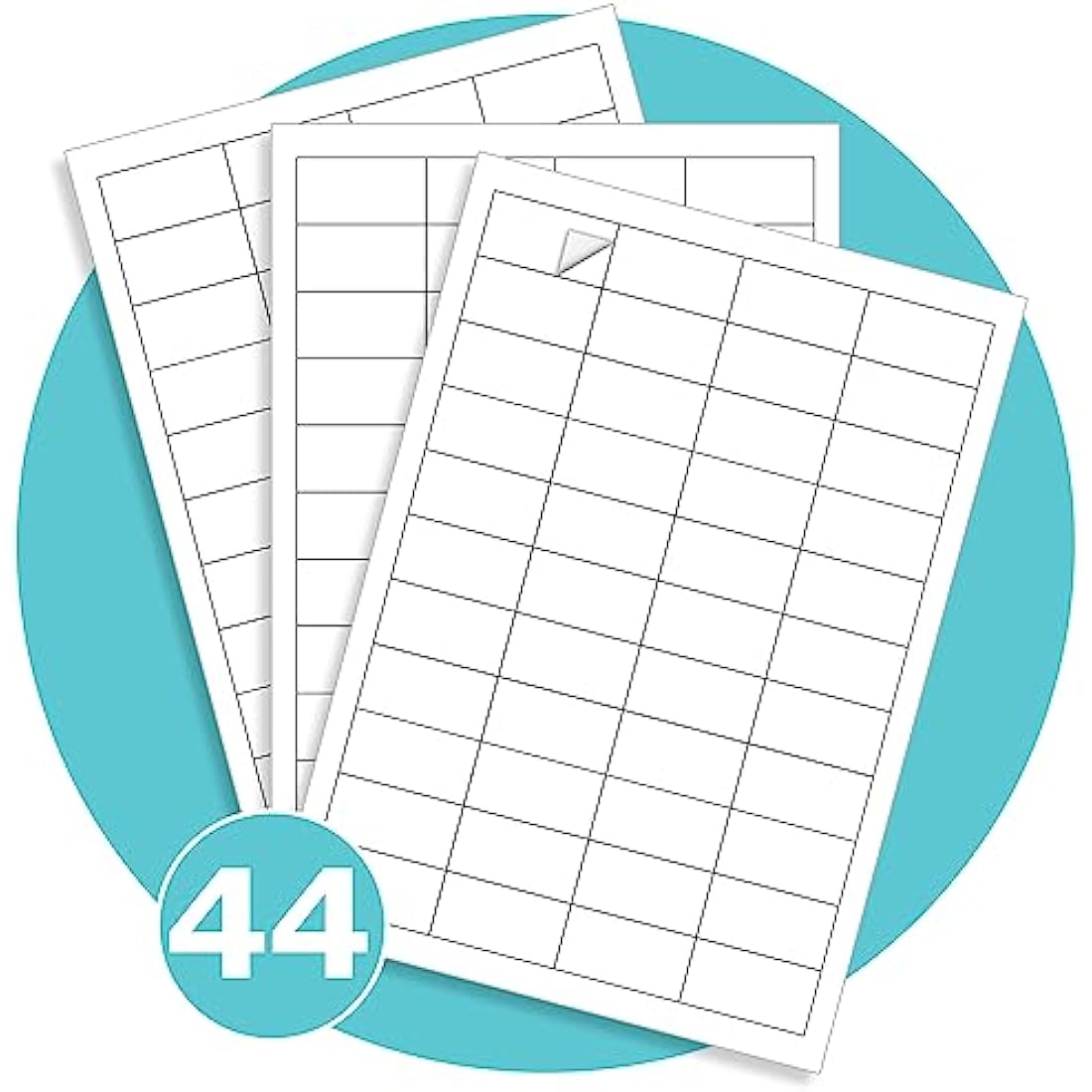 Triplast 50 x Multipurpose A4 Label Sheets - 44 Per Sheet (48 x 25mm Each) - Easy Peel White Labels Inkjet & Laser Printer - Address Labels, Shipping Labels, File Labels, DIY Stickers (TPA4L0440050)
