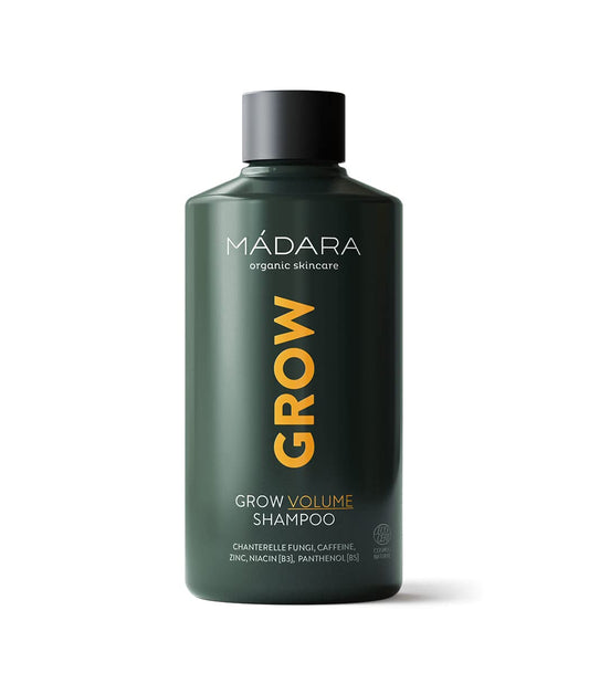 M?DARA Organic Skincare | Grow Volume Shampoo ? 250ml, With caffeine, biotin (B7) and niacin (B3), Fungi-based natural hair growth shampoo for fine,