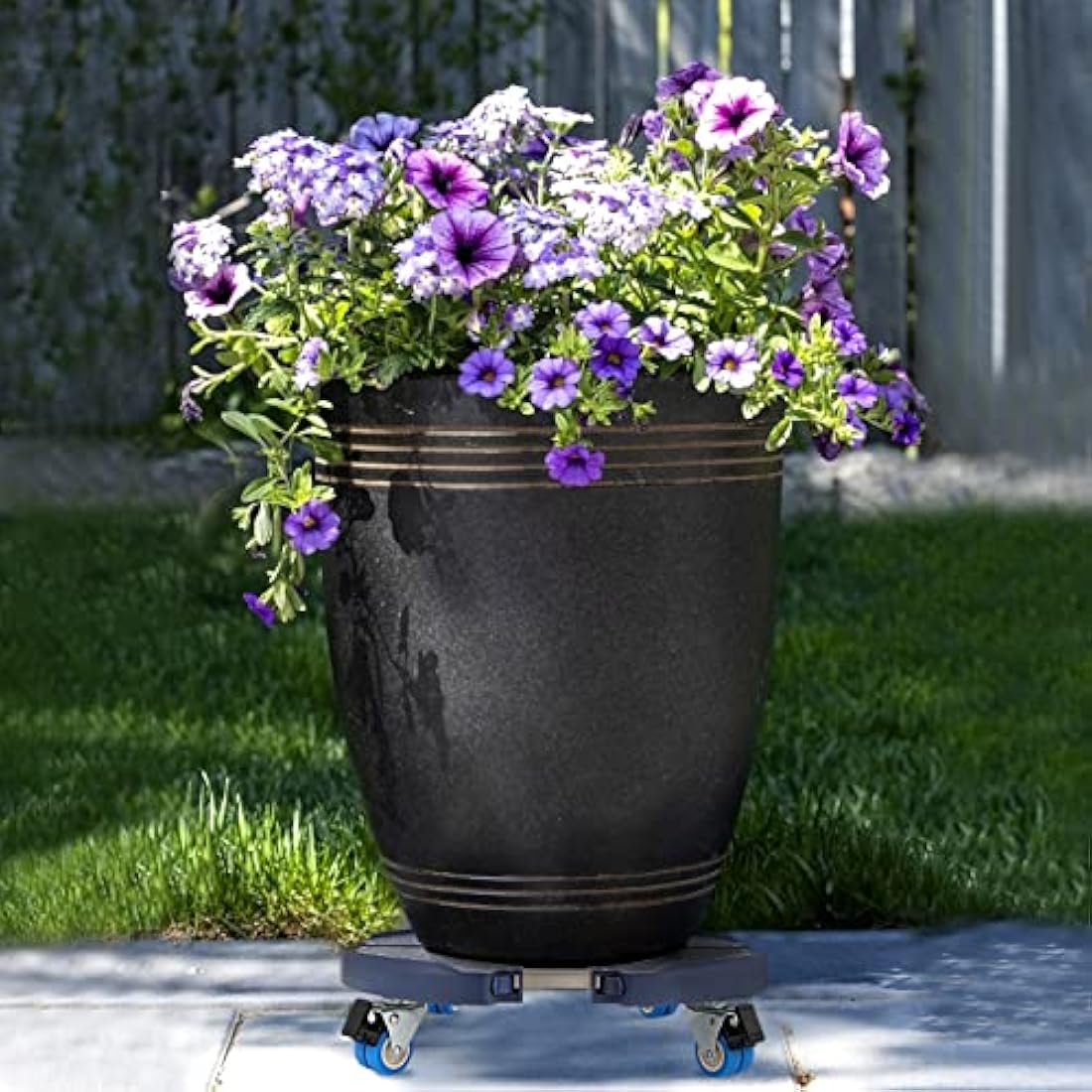 W B D WEIBIDA Plant Caddy with Wheels Heavy Duty 440lbs Capacity, Adjustable 15-21 Inch Rolling Plant Stand Indoor Outdoor, Large Plant Cart Dolly with Casters for Flower Pot Garden Pot Mover Black