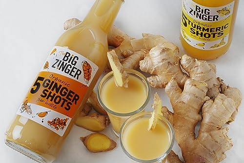 Big Zinger Ginger 6x330ml - 30 shots - Organic plant based shots with 18.4g pressed juice - Natural kick - No added sugar