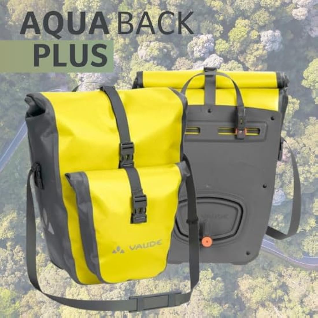 VAUDE Aqua Back Plus Bike Pannier, 2 x Rear Bike Rack Bag Waterproof, 51L Total Volume, Cycling Bag, Easy Mounting - Made in Germany