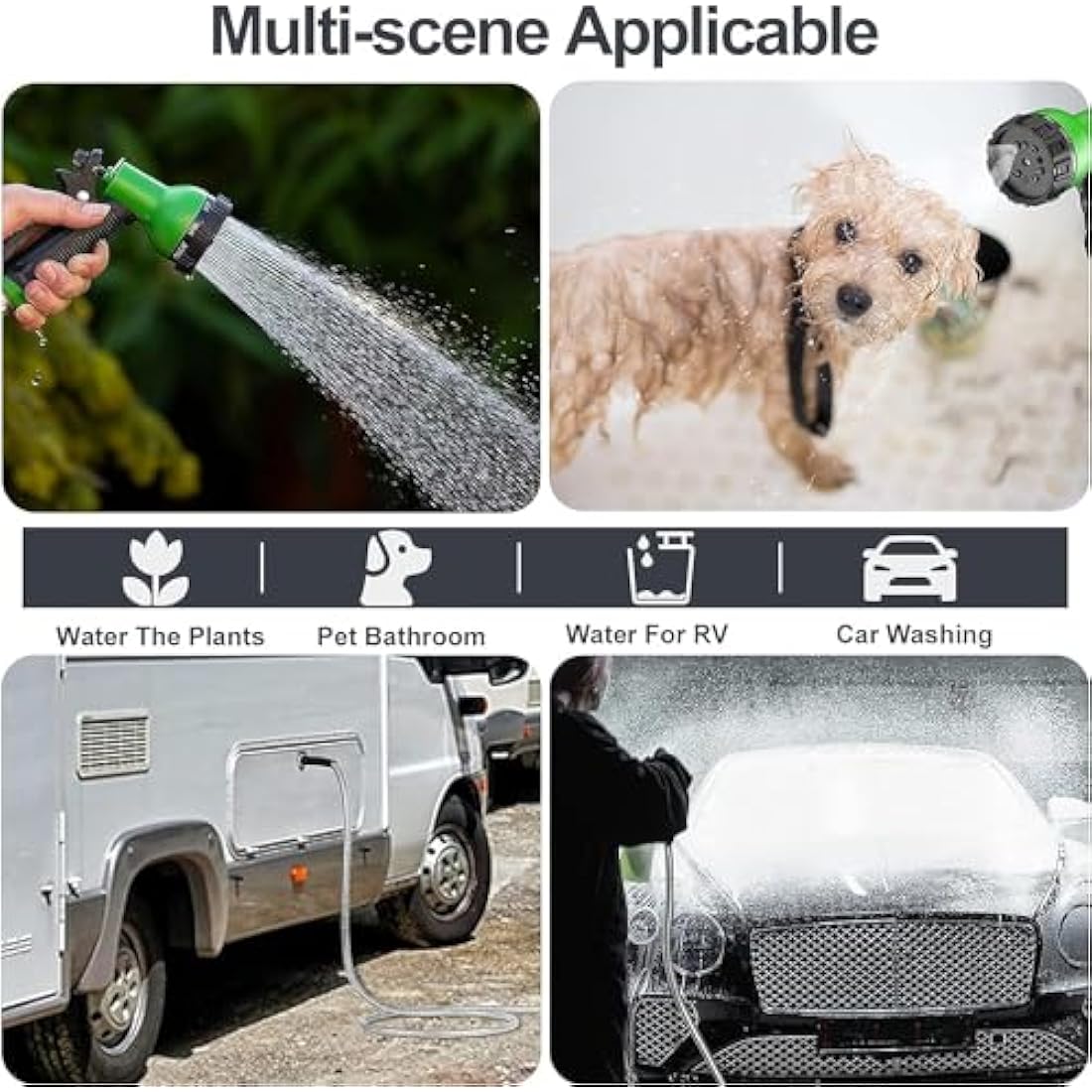 SPECILITE 100ft 304 Stainless Steel Garden Hose, Heavy Duty Flexible Metal Water Pipe with 2 Nozzles for Yard, Outdoor,No Kink and Tangle,Puncture Resistant