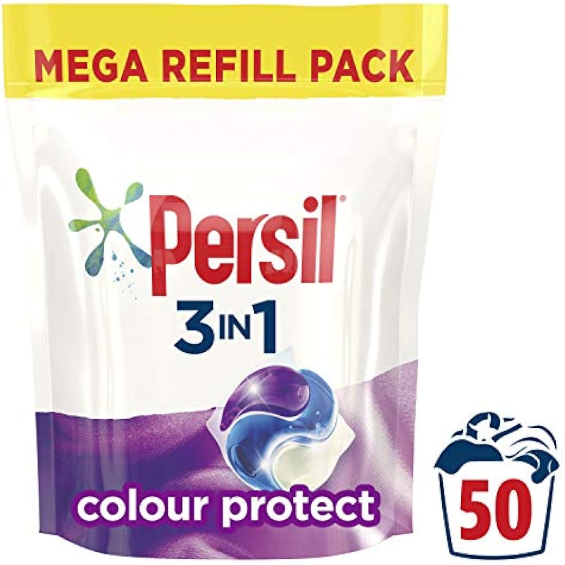 Persil Colour 3 in 1 Laundry Detergent Washing Pods Capsules Tablets Mega Refill Pack (50 Wash) Upto 2 months supply Keeps colours vibrant, Brilliant Plant-Based Stain Removal With Comfort Freshness