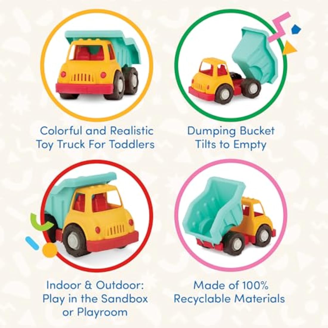 Battat – Wonder Wheels – Dump Truck For Toddlers – Moveable Parts – Durable & Sturdy Construction Toy – Recyclable
