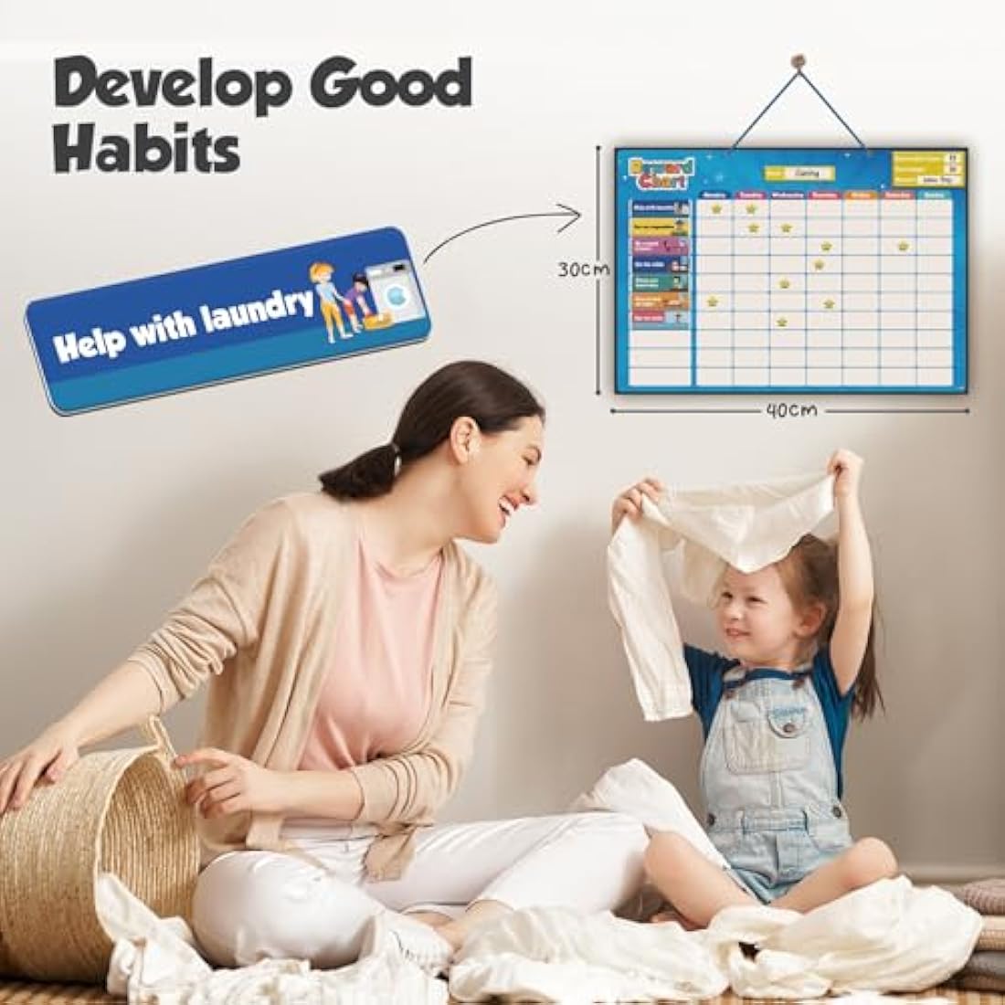 Smart Panda Magnetic Reward Chart – [300 Stars, 80+ Tasks, 1-3 Kids] Star Chart for Children - For Responsibility, Routine, Potty Training, Good Behaviour