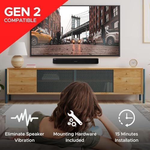 Soundbar Mount for Sonos Beam Compatible with Generation 1 & 2 Sonos Beam Sound Bar Includes All Necessary Mounting Hardware, Mounts Bracket, Black
