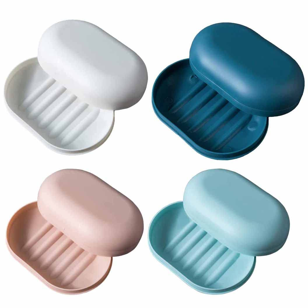 Soap Dish with Lid Travel Case - Leakproof Soap Box Container Holder - 4PCS