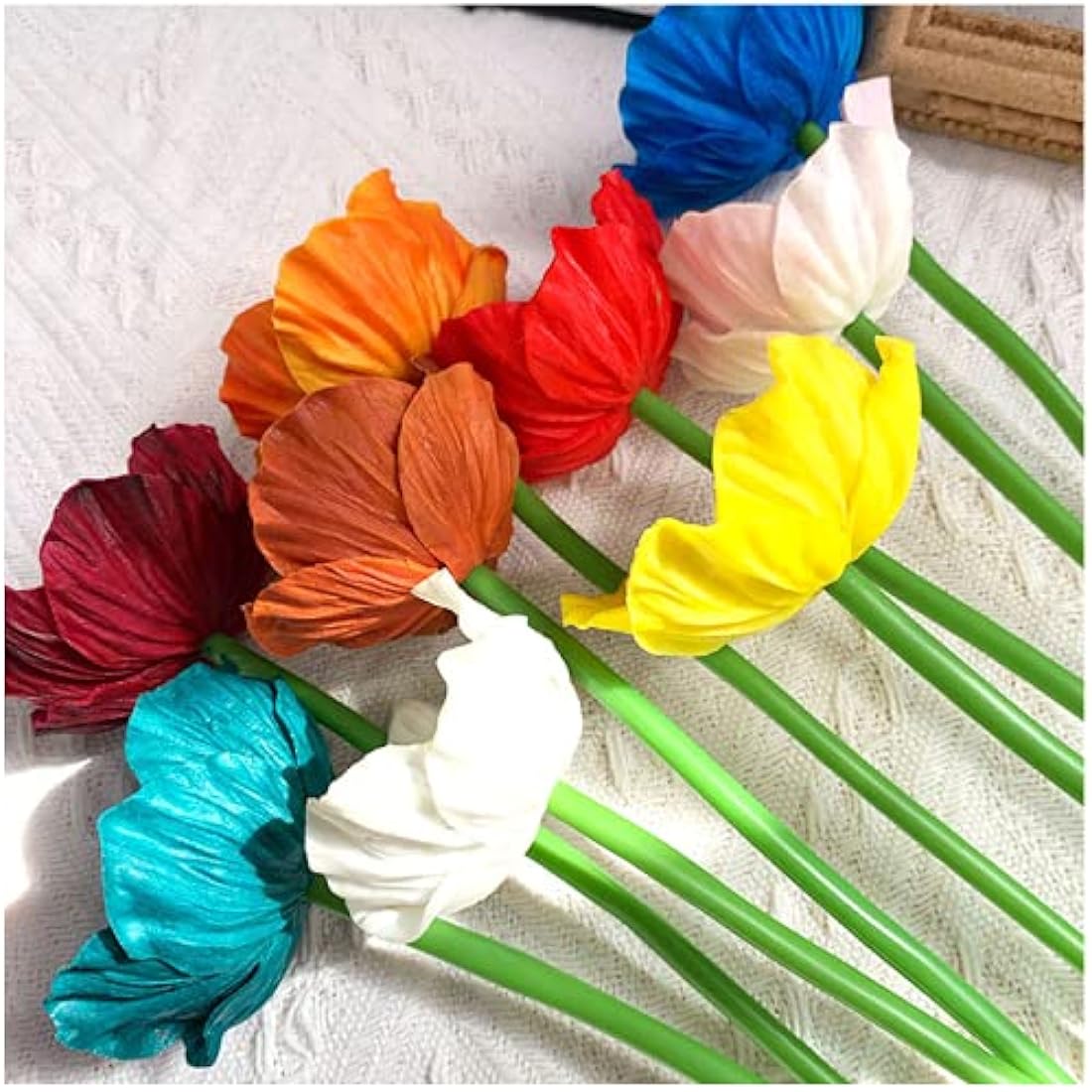 10 Stem 11" Bouquets Artificial Flowers Poppy Flowers,No Fade Multicolor PU Fake Wild Flowers for Kitchen Table Centerpiece Vase,Home Greenery Wedding Holding Flowers Backdrop Arch Wall (Red)