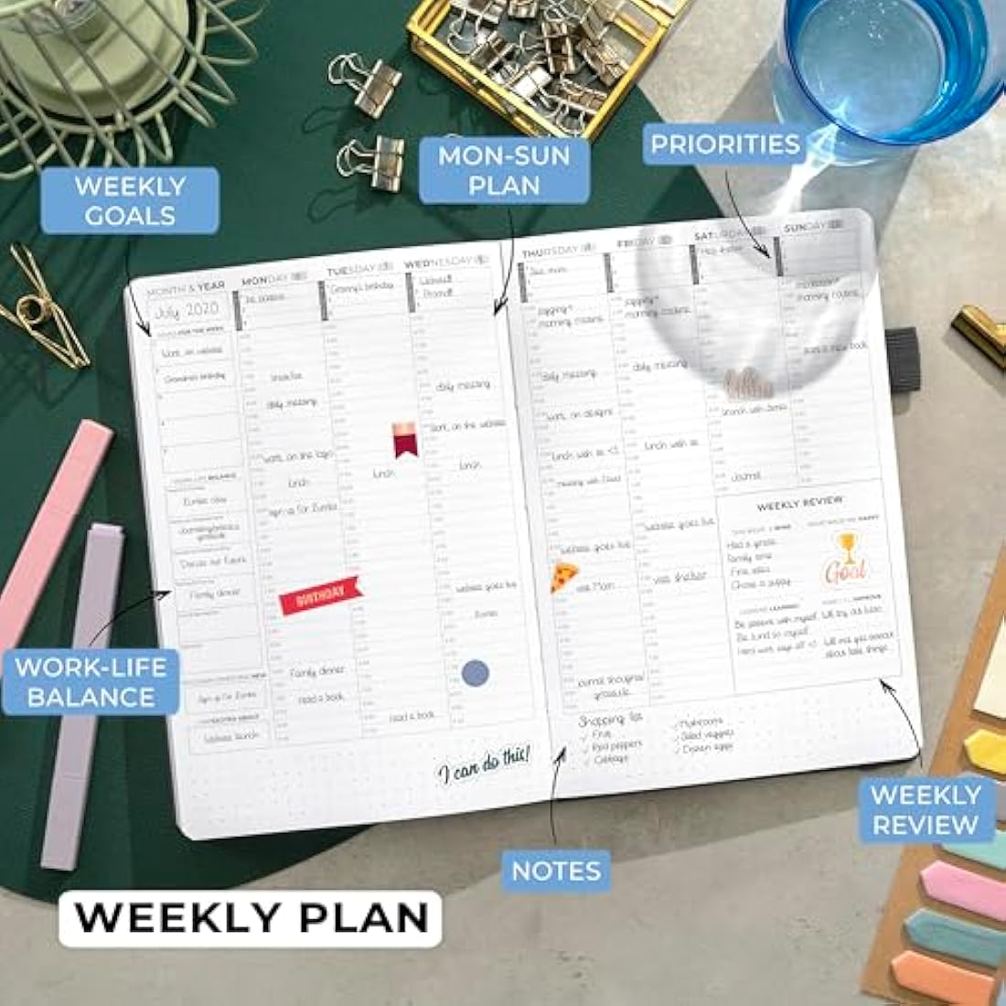 Clever Fox Planner Schedule – Undated Weekly & Monthly Life Planner with Time Slots, Appointment Book & Daily Organizer, A5 (Black)