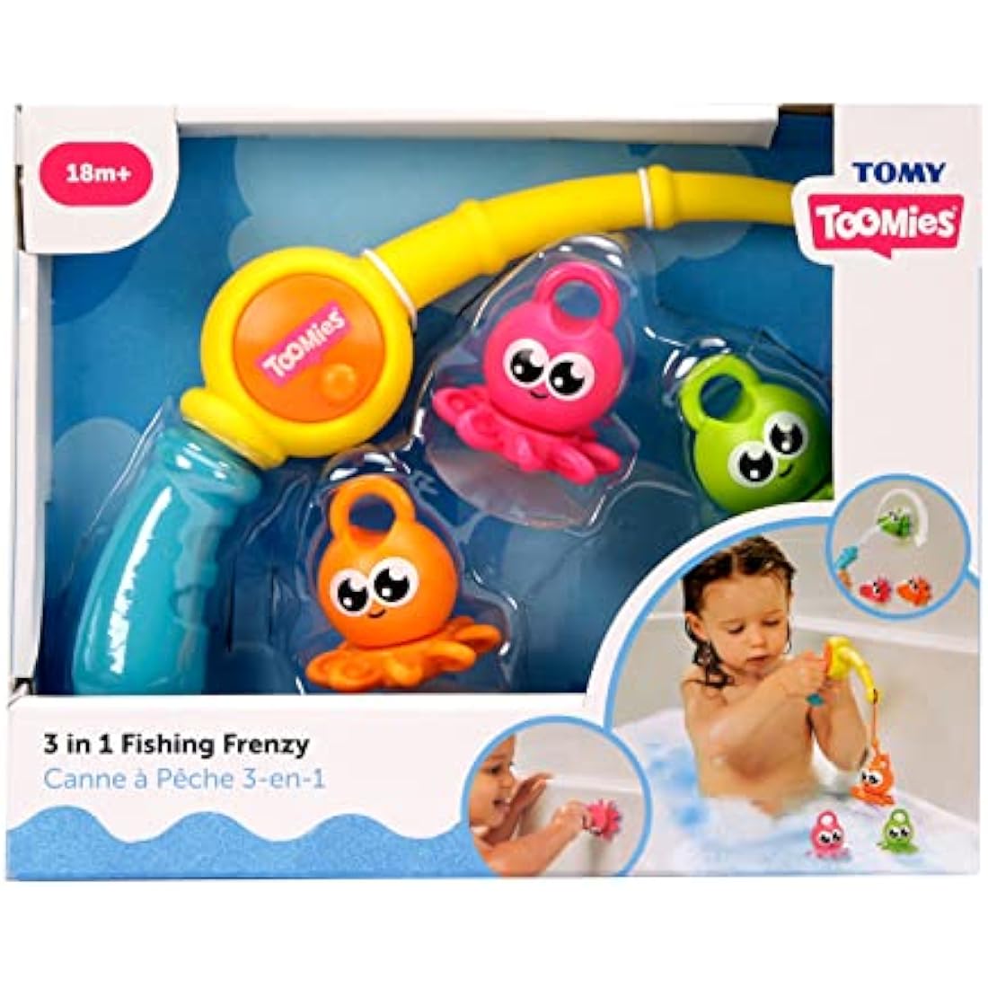 Toomies TOMY 3 in 1 Fishing Frenzy, Baby Bath Toys, Kids Bath Toys for Water Play, Fun Bath Accessories for Babies & Toddlers, Suitable for 18 Months, 2, 3 & 4 Year Olds