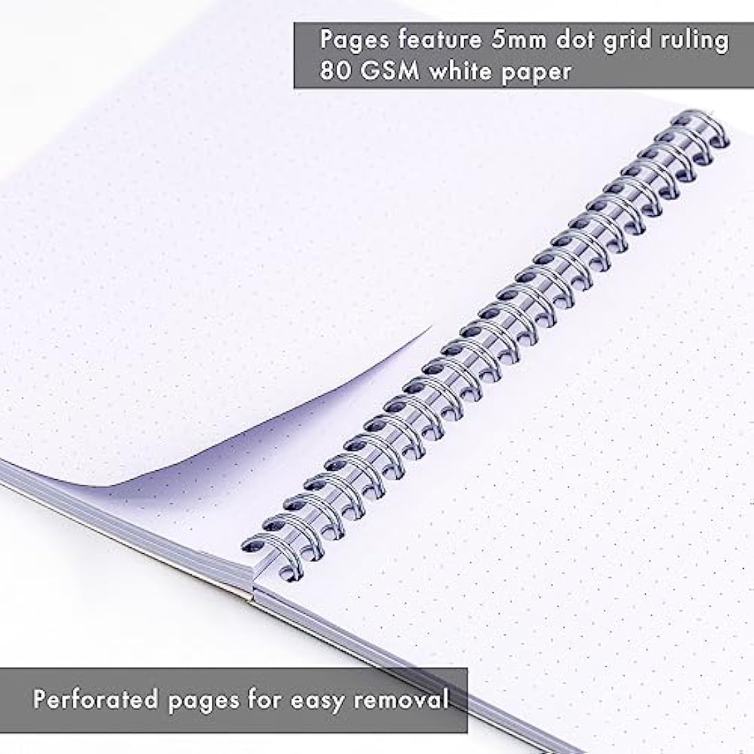 Pukka Pad, A5 Dotted Metallic Jotta Book for Graphing, Art, Bullet Journaling – 3 Pack – 21 x 14.8cm – Wirebound Notebook with 80GSM Paper – 4-Hole Margins and Perforation - 200 Pages, Grey