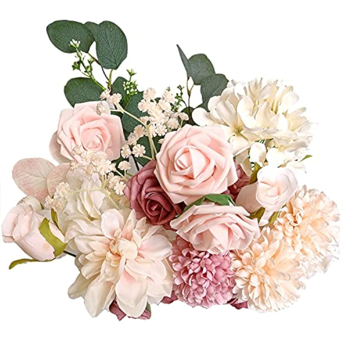 Artificial Flowers, Foam Fake Combo Box Set, Flowers with Stems, for DIY Floral Arrangements Bouquets Wedding Party Home Baby Shower Decor (Champagne Dusty Pink)