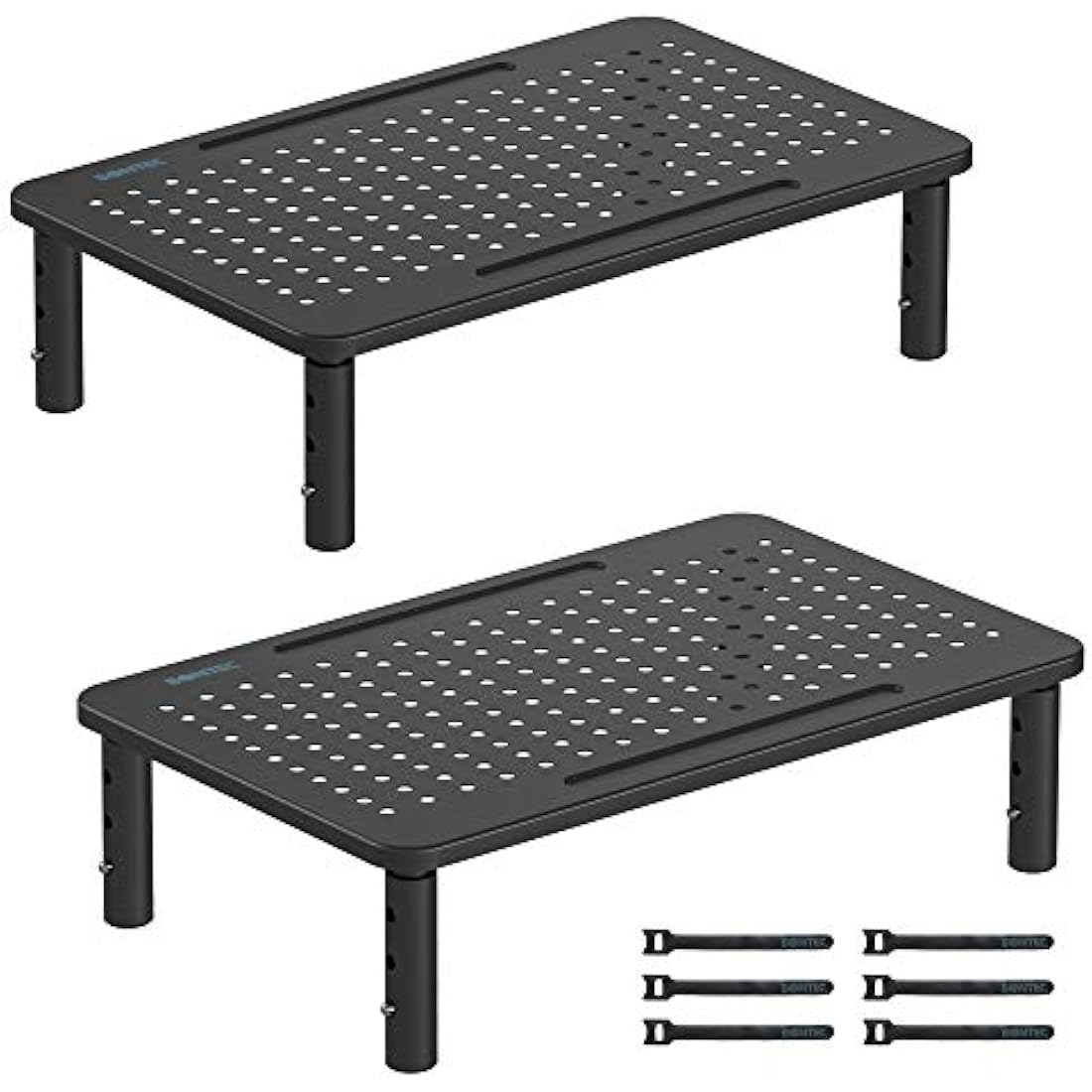 BONTEC Metal Monitor Stand, Ergonomic Height Adjustable Computer Monitor Riser for Desks with Cable Management for Computer, iMac, PC up to 20KG(2 Pack)