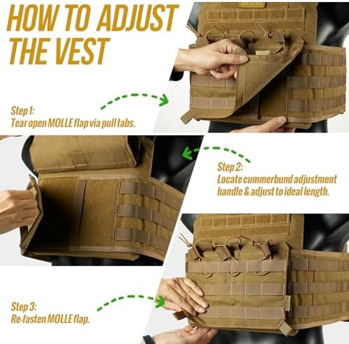 OneTigris PLPC Plate Carrier - Airsoft Tactical Vest - Advanced Version - 500D Nylon Military Combat Vest for Paintball Wargame CS Outdoor