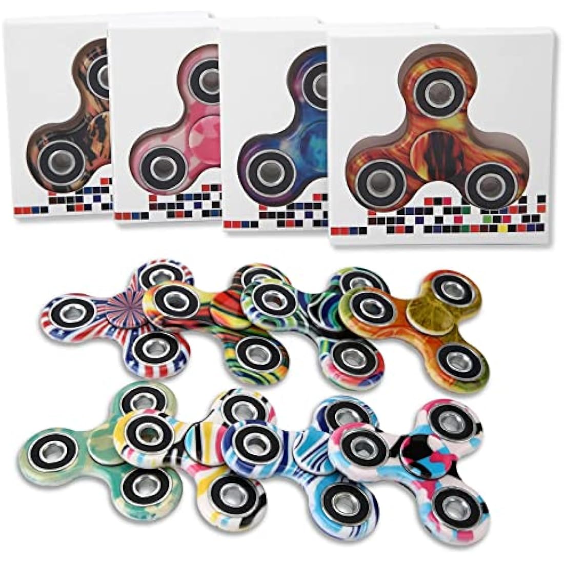 SCIONE Fidget Spinner 12 Pack ADHD Stress Relief Anxiety Toys Fidget Spinners Gift for Kids and Adults Finger Toy with Bearing Focus Fidget Restless Colorful Hand Spinner