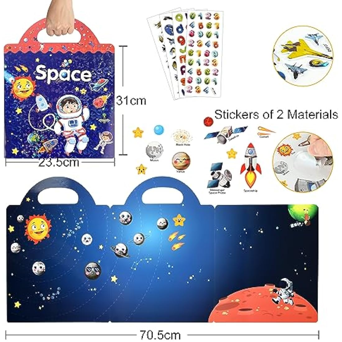 ASTARON 3D Sticker Scenes Book for Kids, 88 Pcs Reusable Space Jelly Stickers for Toddlers, Puffy Sticker Game Educational Sensory Learning Toy, Party Supplies Birthday Gift