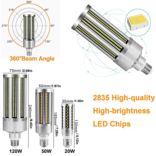 ALQFFHL LED Corn Light Bulb E27,Ultra-Bright Lamp Ceiling Lighting,Warm White 4000K 14400ML,for Home Warehouse Workshop Garage [Energy Class A+]