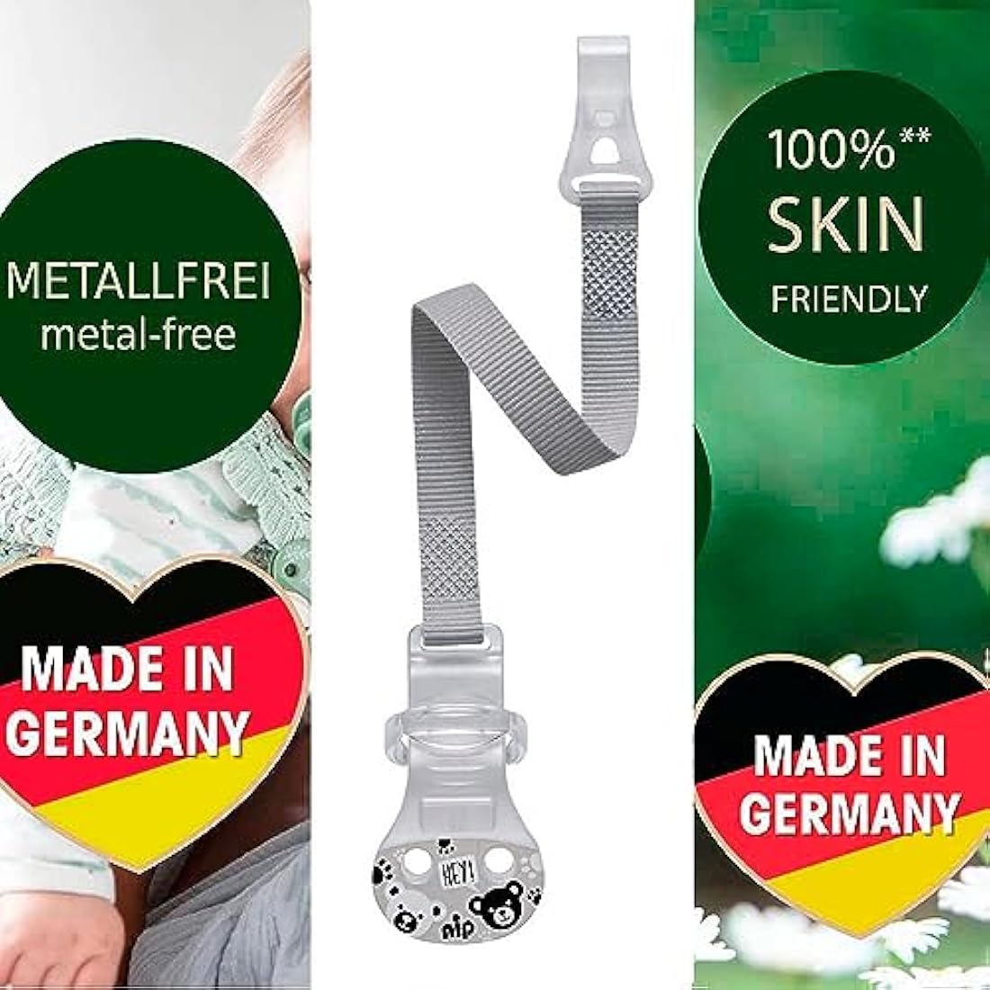 nip Dummy strap with hooks, set of 2, dummy chain for dummy with ring, made in Germany.