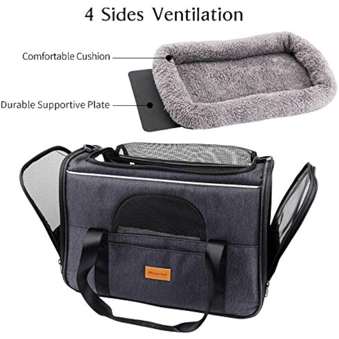 Morpilot Cat Carrier, Portable Pet Carrier Bag for Cats and Small Dogs, Foldable Soft Sided Cat Transport Carrier, Airline Approved Pet Travel Carrier with Shoulder Strap, Removable Mat and Pet Bowl