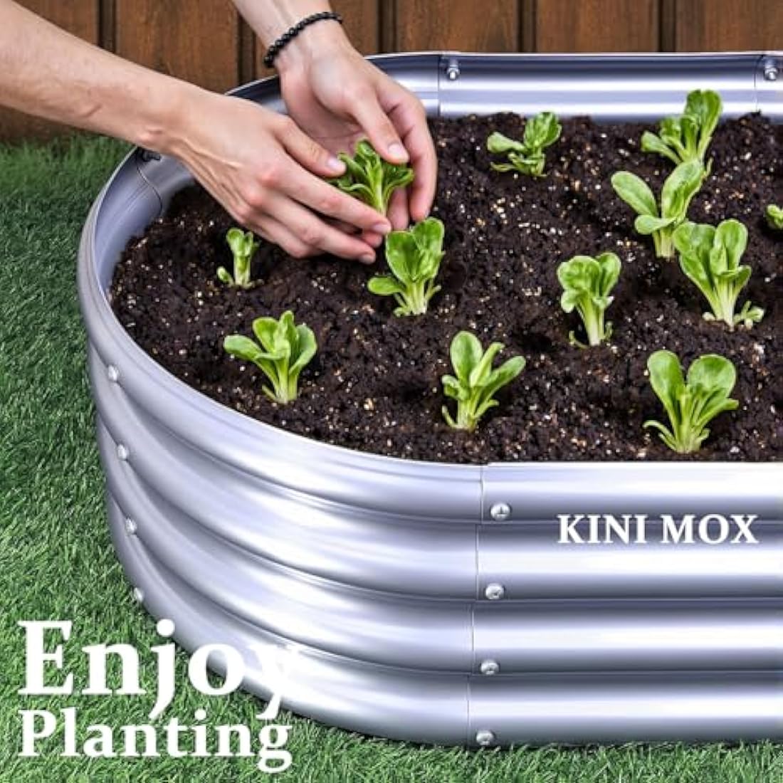 KINI MOX 2Pcs Raised Garden Bed 4x2x1 FT Galvanized Boxes Outdoor Planter Box Plant for Vegetables Flowers Herb (Oval, 4x2x1 FT/120x60x29 CM)