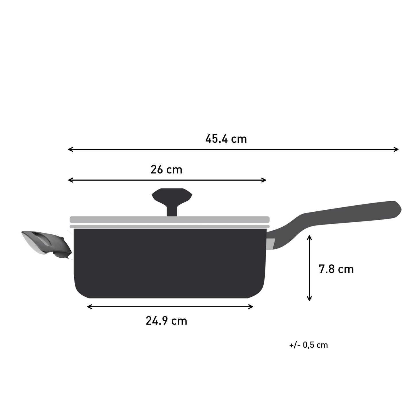 Tefal Titanium Stone Sautepan 26 cm + Lid, High-Performance Non-Stick Coating, Metal Spatula Safe, All hobs Including Induction, E1053345
