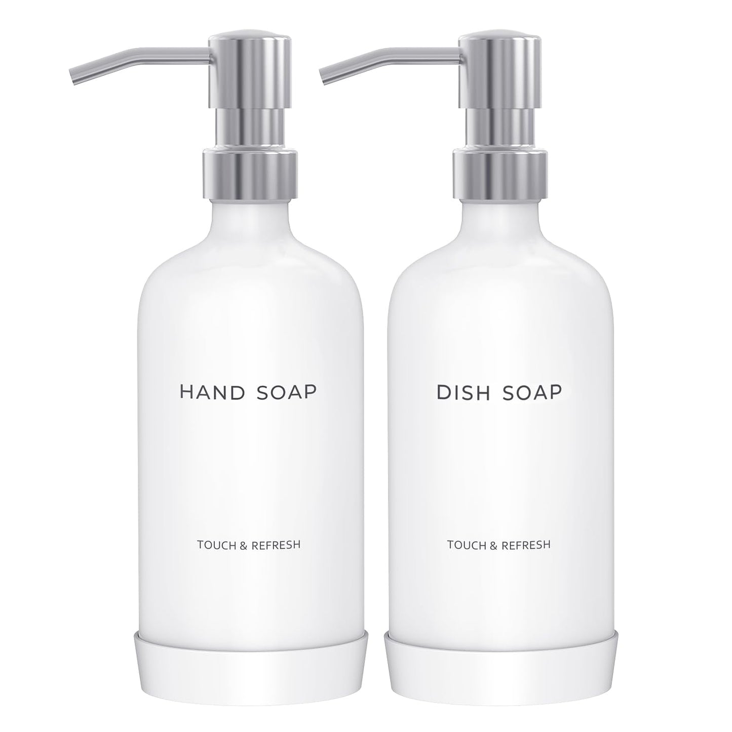 Kitchen Soap Dispenser with Non-Slip Protective Silicone Pad - Hand and Dish Soap Dispenser for Kitchen,Modern Kitchen Decor & Accessories. (Silver)