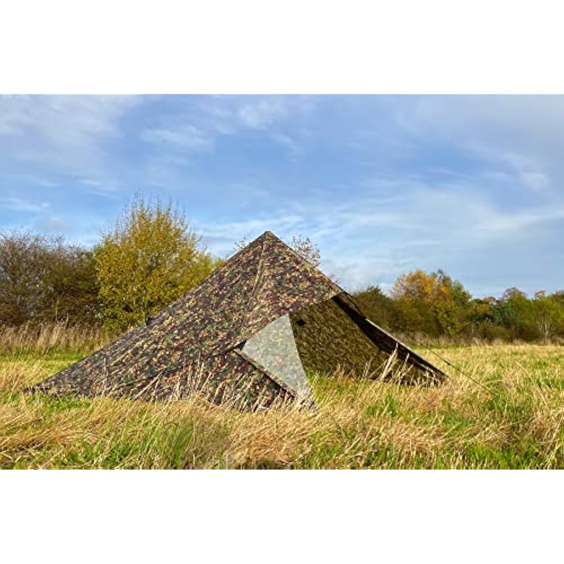 DD Hammocks - DD Tarp 3.5 x 3.5 MC - Waterproof Camouflage Camping Tarp For Lightweight Hammock Camping And Bushcraft Shelters