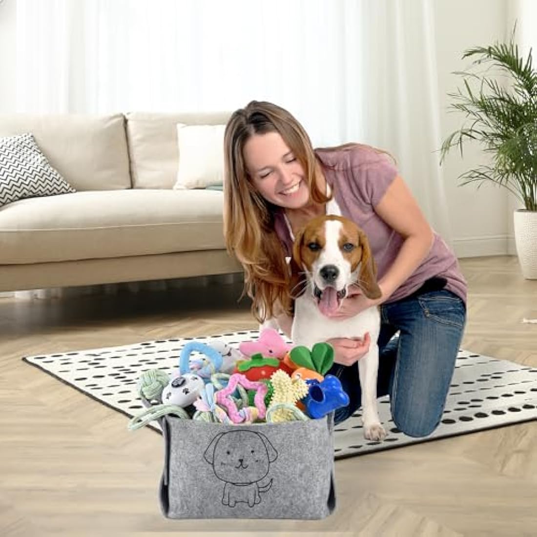 Ousiya 24 Pack Puppy Toys Set with Storage Box - Small Dog Teething Toys for Playing and Training