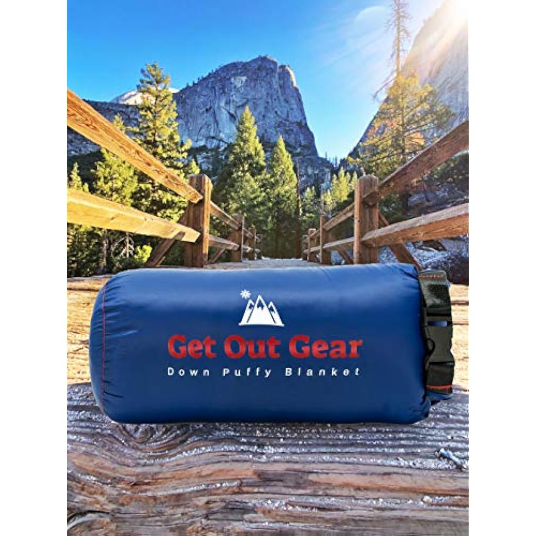Get Out Gear Down Camping Blanket - Lightweight Warm and Packable | Ideal for Backpacking,Travel, Festivals, Beach, Hammock | 650 Fill Power Water-Resistant Backpacking Quilt (Blue/Red)