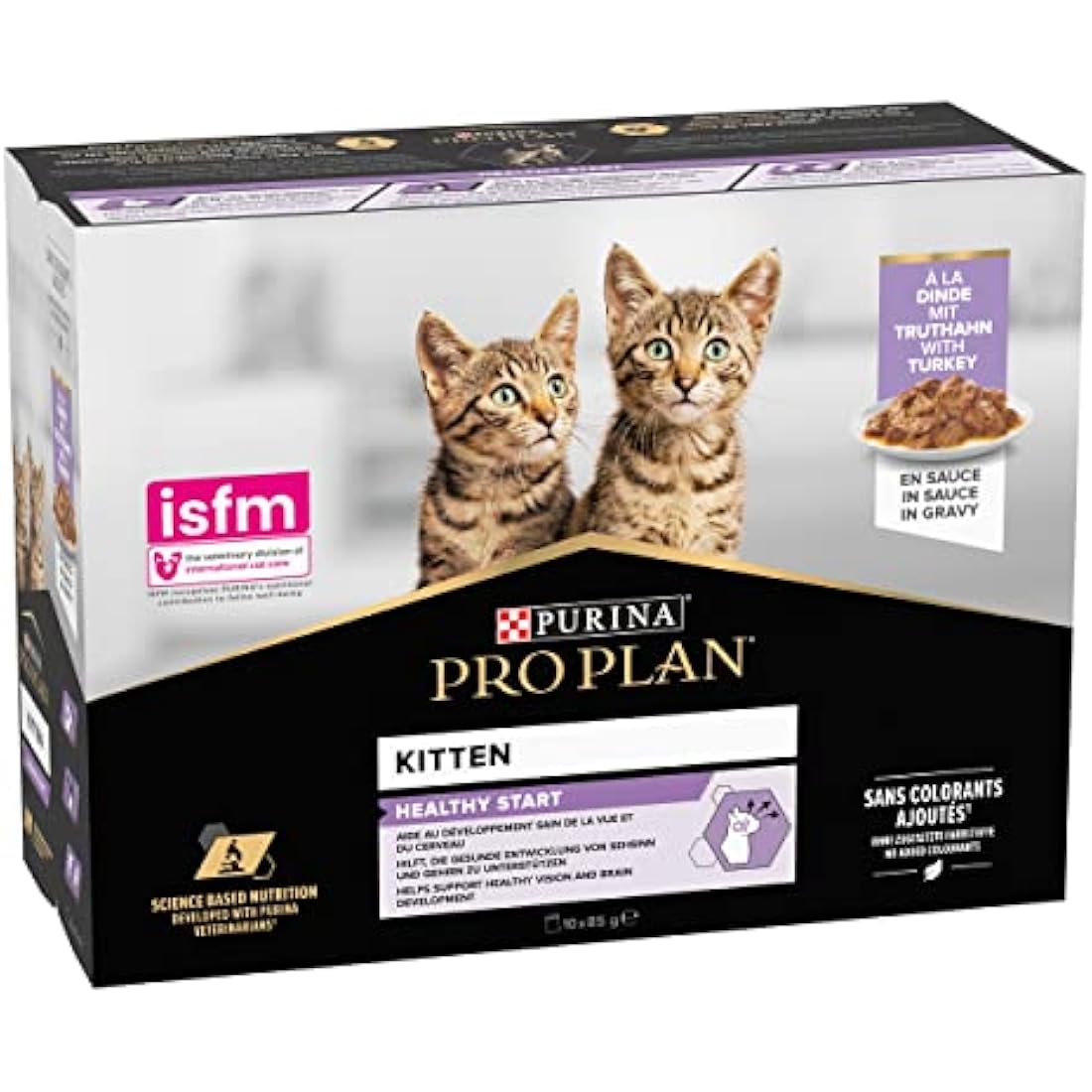 PRO PLAN Kitten Healthy Start Turkey in Gravy Wet Cat Food 10x85g, Pack of 4