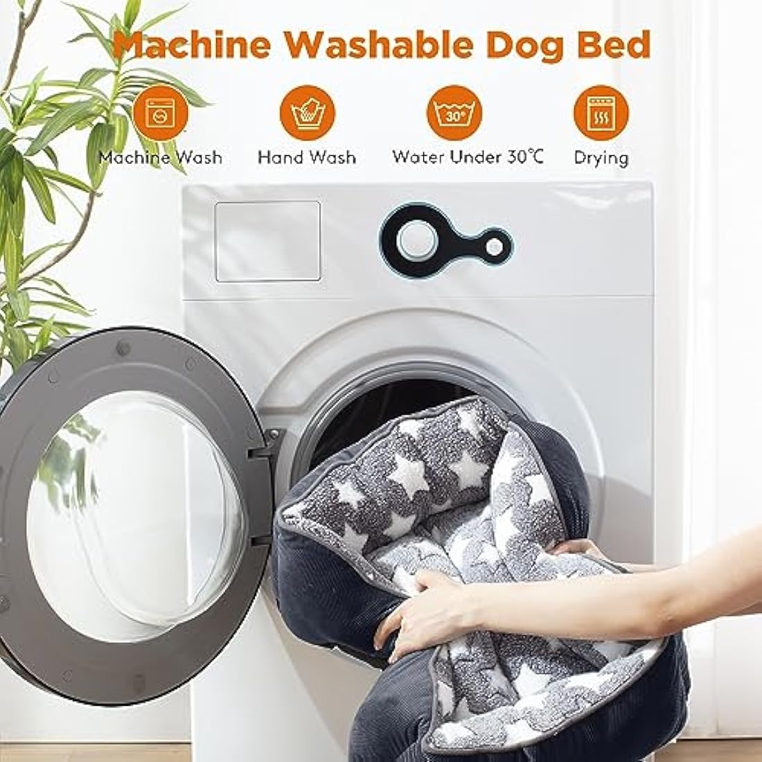 MIXJOY Large Dog Bed(76x61cm), Super Soft Cosy Rectangle Dog Beds, Grey Washable Pet Bed, Ideal for Doberman Pinscher, Sheltie, Border Collie, Australian Herding Dog