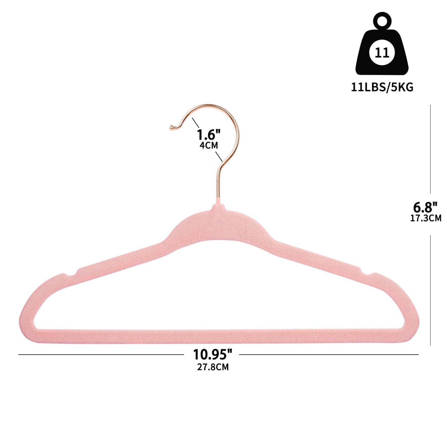 ManGotree Baby Velvet Hangers with Swivel Rose Gold Hook 15 Pack Light Pink