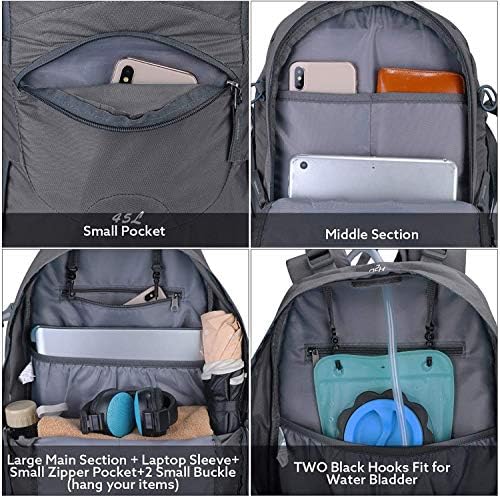 G4Free 45L Hiking Backpacks with Rain Cover Waterproof Trekking Backpack Travel Backpack Outdoor Camping Mountaineering Hiking for Men Women