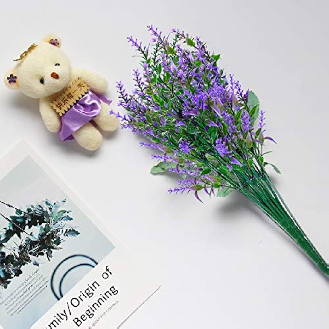 Artificial Lavender Flowers, 6 Pack Artificial Lavender Flowers, UV Resistant Plastic Flower for Garden, Home, Indoor and Outdoor (Purple)