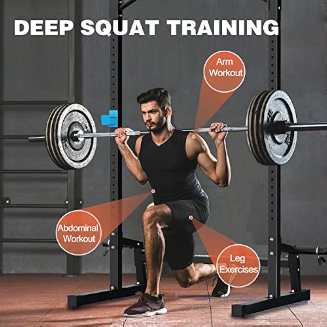 WINNOW Power Cage Multi-Functional Power Rack with J-Hooks, Dip Handles, Landmine Attachment and Optional Cable Pulley System for Home Gym