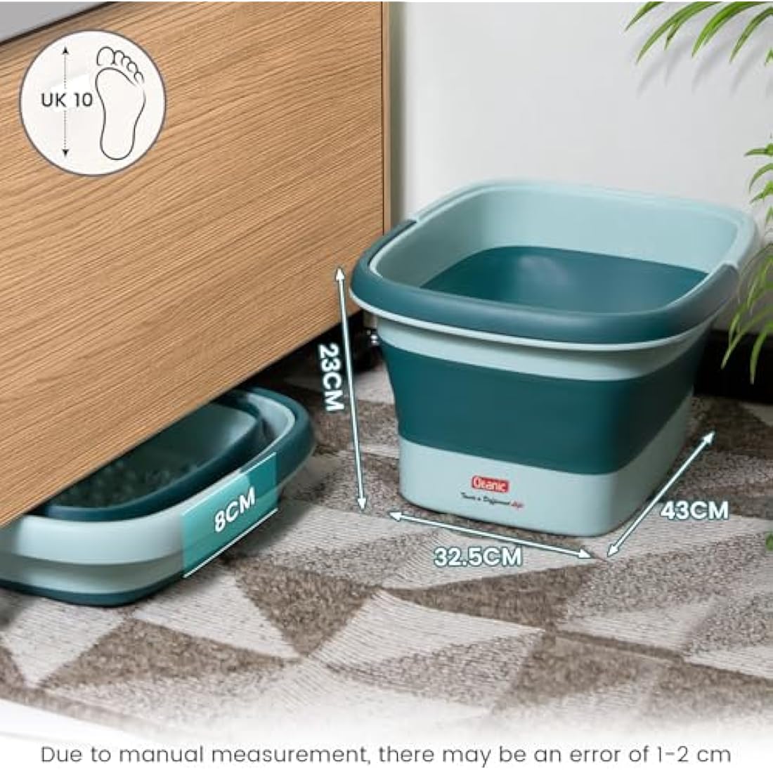 DEANIC Foot Spa, Foot Bath with Massager, Collapsible Pedicure Bowl with Carry Handle, Footspa for Women and Men, Foot Soak Bowl (Blue)