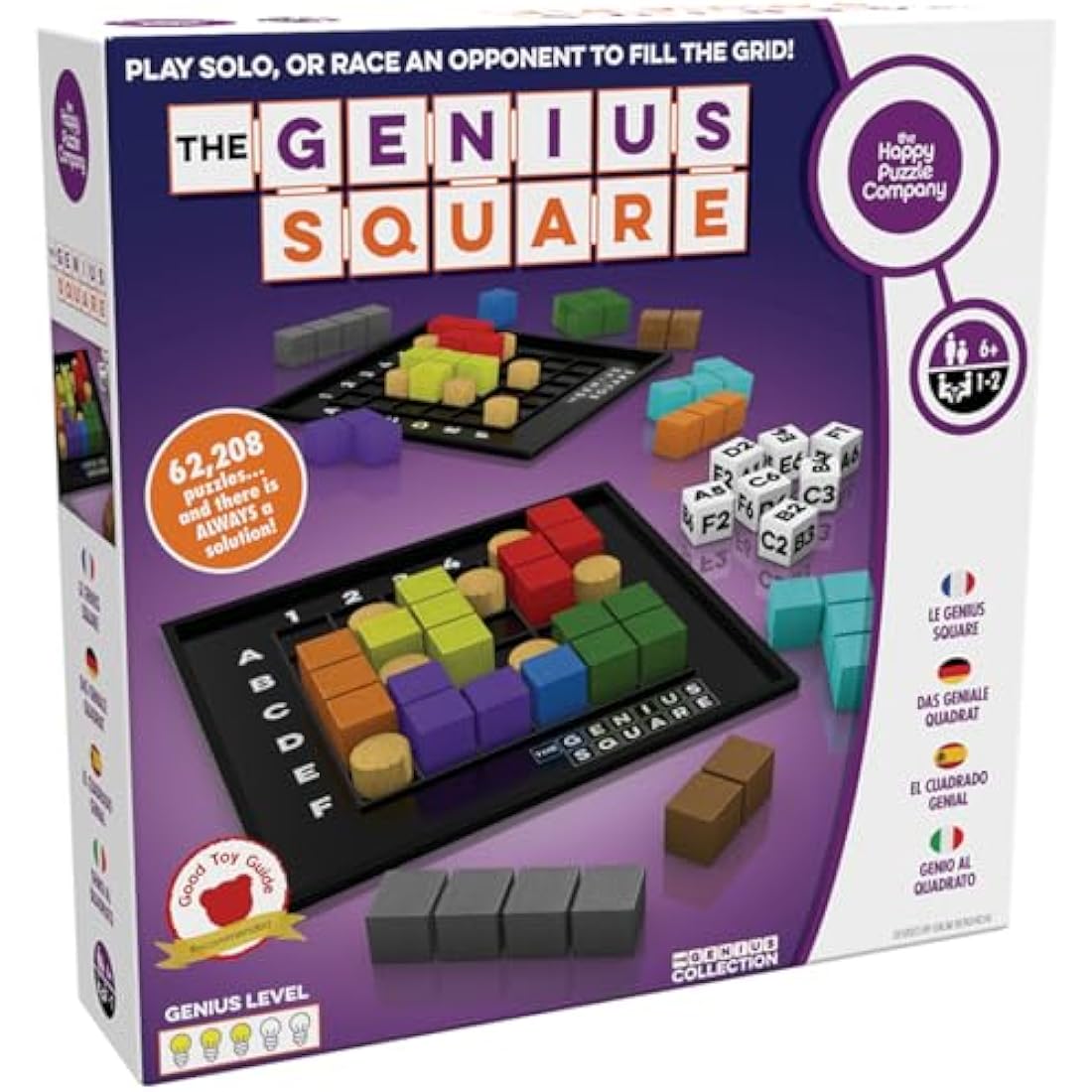 The Happy Puzzle Company - The Genius Square - 62,208 Puzzle Challenges for Friends and Family Board Game Night - Logic STEM Educational Learning Resources (The Genius Square)
