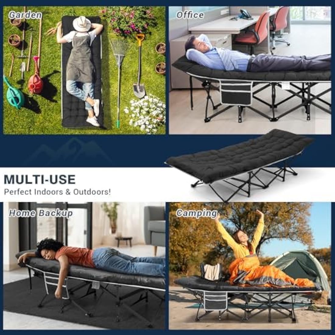 OVERMONT Oversized Folding Camping Bed for Adults,75 * 28" Extra Wide,2400D Oxford fabric,550lbs Load Capacity,Heavy Duty Sleeping Beds with Carry Bag, Portable Travel Camp Beds