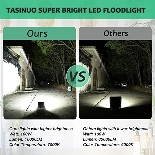 YIQIBRO 100W LED Floodlight Outdoor 2 Pack, 10000LM 6500K Outdoor LED Flood Lights Super Bright Security Light, IP67 Waterproof Spotlight for Garden, Garage, Yard, Patio, Warehouse, Factory