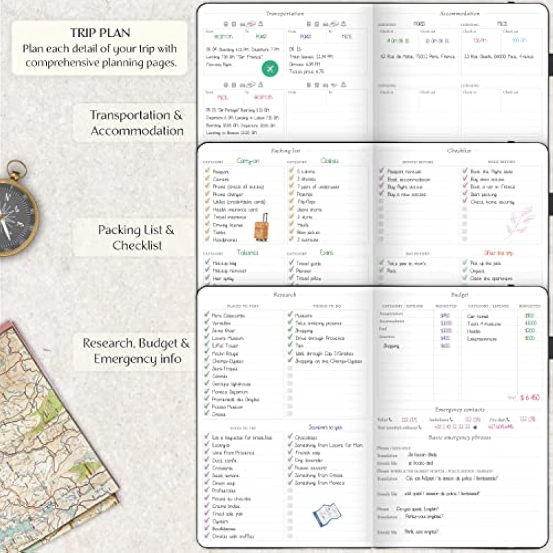 Legend Travel Planner – Vacation Itinerary Organizer – Travelling Journal for Women, Men & Couples – Traveling Log (Black)