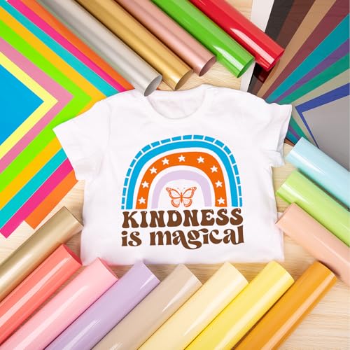 VINYL FROG Heat Transfer Vinyl Bundle 35 Colors HTV Vinyl Sheets 12" x 10" Iron on Vinyl Multicolor Heat Press Vinyl for DIY T-Shirts Fabrics