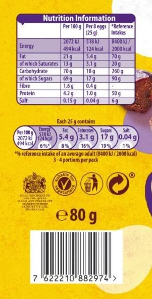 Cadbury Mini Eggs Milk Chocolate Easter Eggs, 80 g (Pack of 1)