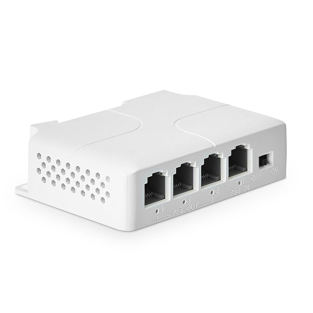 YuLinca 4 Port PoE Extender with 1 PoE in 3 PoE Out, IEEE 802.3 af/at 30W PoE Repeater with 10/100Mbps, Wall and Din Rail Mount PoE Passthrough Switch