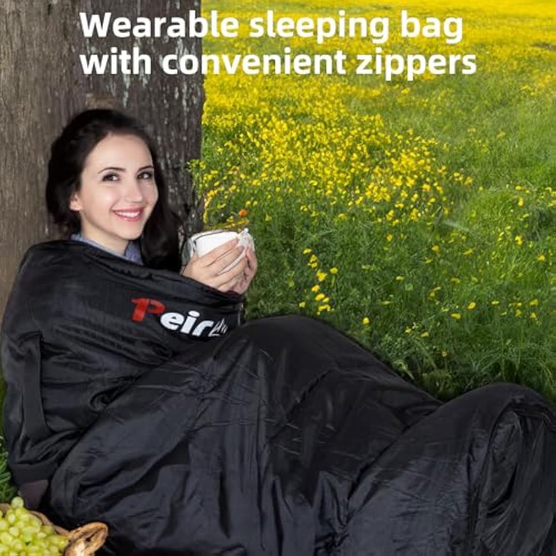 Peirhw XL Sleeping Bags for Adults - Extra Wide Rectangular 3 Season Sleeping Bag with Pillow and Carrying Bag, 300gsm Cotton Waterproof Camping Sleeping Bag for Indoor Outoor Use