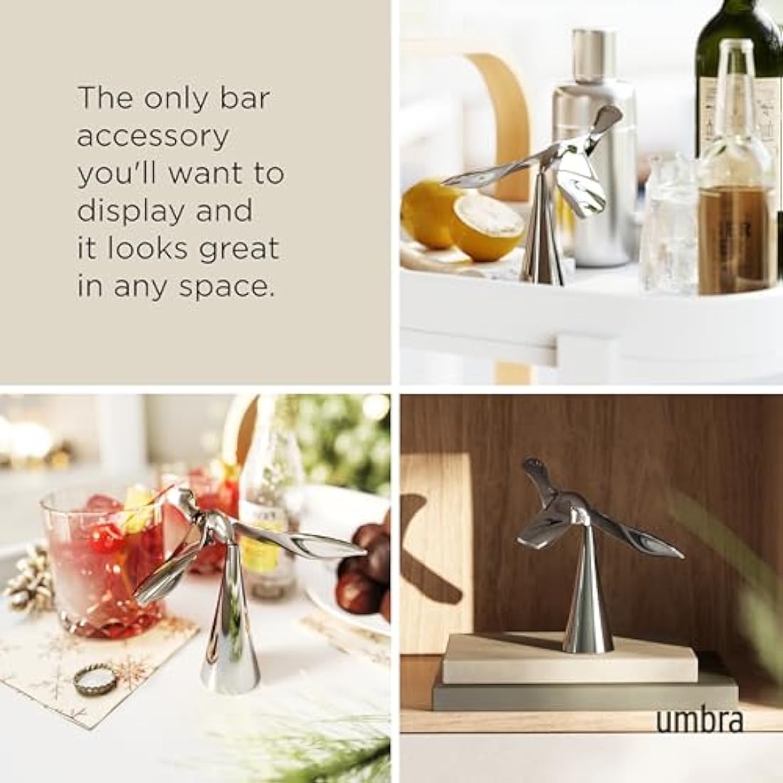 Umbra Tipsy Bottle Opener, Bottle Opener for Opening Bottle Caps, Sculptural Bar Accessory, 1013387-158