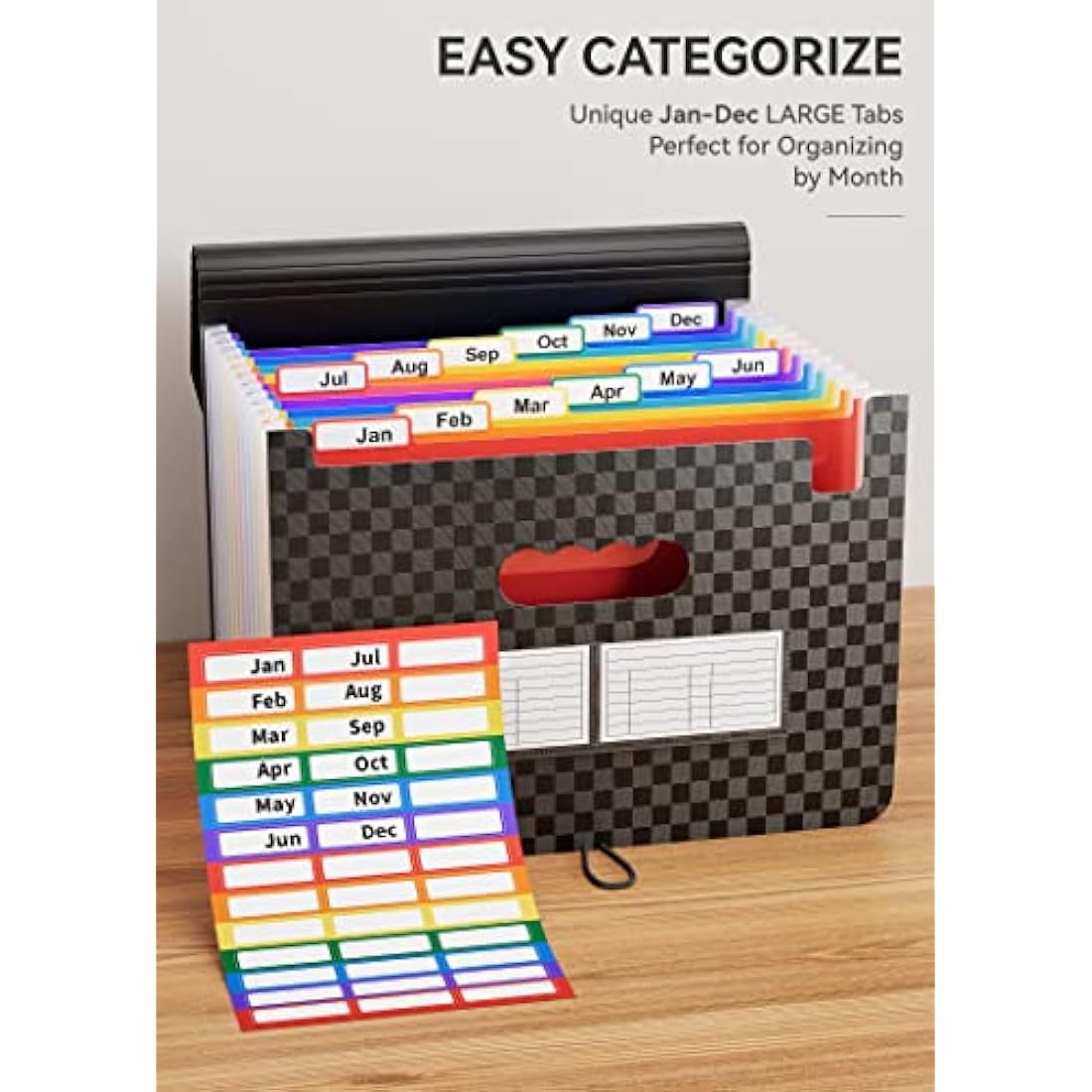 ABC life Expanding File Organisers with Grid Pattern,13 Pockets Filling Boxes Document Organiser, Accordion A4 Desk Folders Expandable, Portable Files Wallets Plastic Documents Bills Storage Box