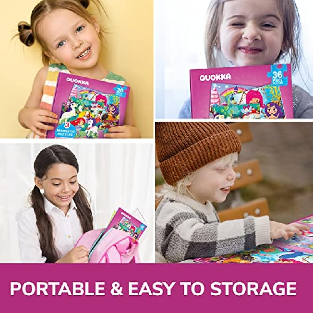 QUOKKA Magnetic Puzzles for 2 3 Year Olds - Travel Games for Kids Age 4 5 - Travel Toys for Toddlers on Plane Car Ride - 36 pc Jigsaw Princess Unicorn Games For 3 year olds - Plane Activities For Kids