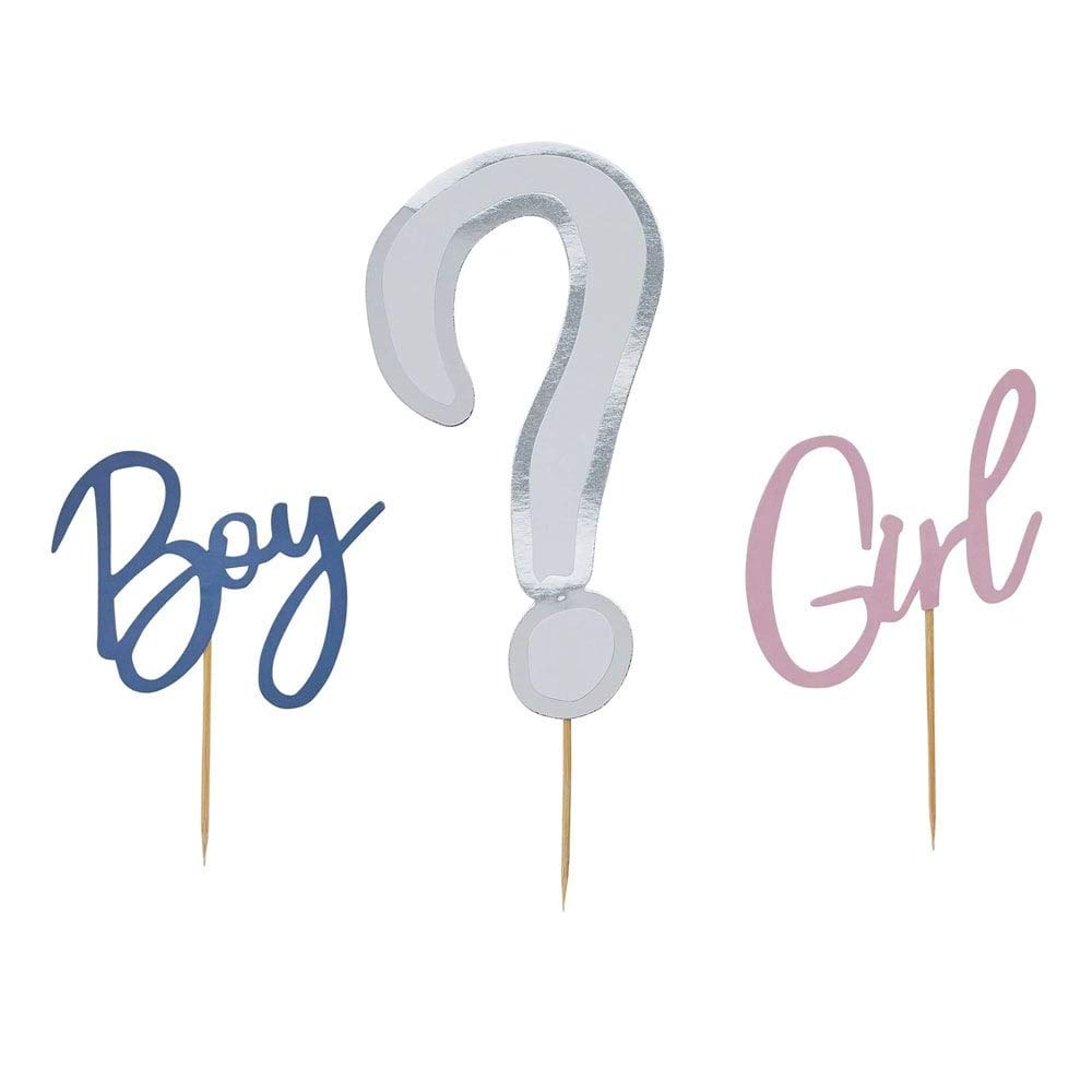 CLUB GREEN Gender Reveal Cake Topper Set, Multi, 25.8 x 0.3 x 16.3 cm