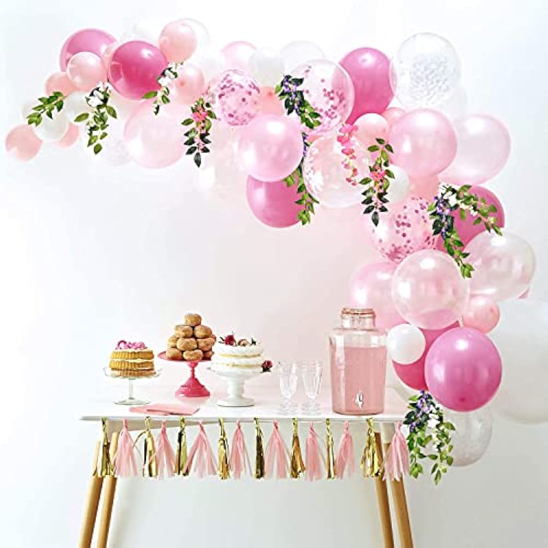 MOTONG Artificial Flowers Decoration, 4Pcs (8FT/2.5M/piece) Fake Flowers Wisteria Vines, Artificial Vine Garland Plants Arts For Ceremony Home Garden Wedding Party Decoration (4 Pcs White)