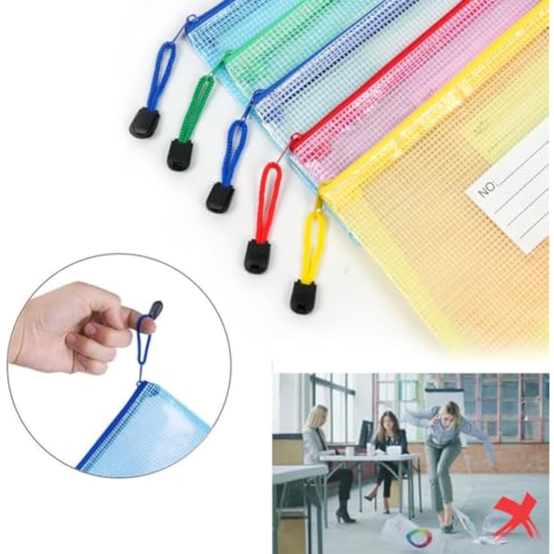 Vicloon Plastic Wallets, 15Pcs A3 A4 A5 Folders Wallets, Zip Lock Bags Mesh Document Wallet Plastic Document Wallets Folder with Label Pocket for School Office Homework Travel Storage Bags (Multi)